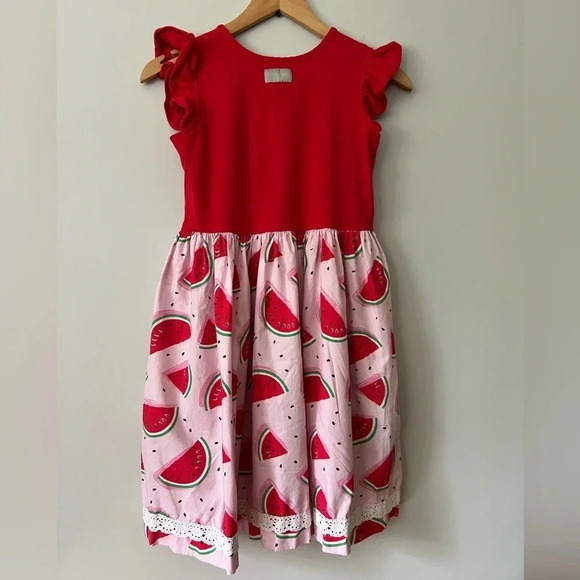 Eleanor Rose Watermelon Print Dress | Rhonda Dress Style | Red  & Pink | 14-16 - Picture 5 of 9